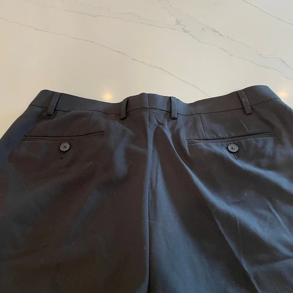 Calvin Klein Mens Black Flat Front Straight Leg Dress Pants Business 38x32